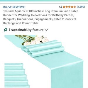 Aqua Satin Table Runner